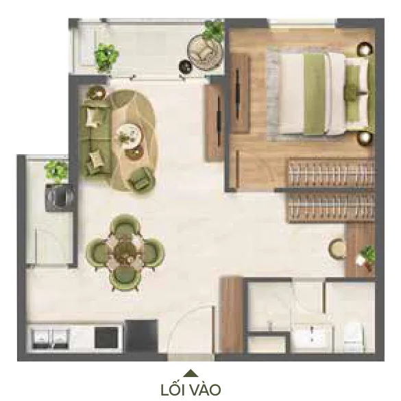 Mặt bằng mẫu căn 1PN+