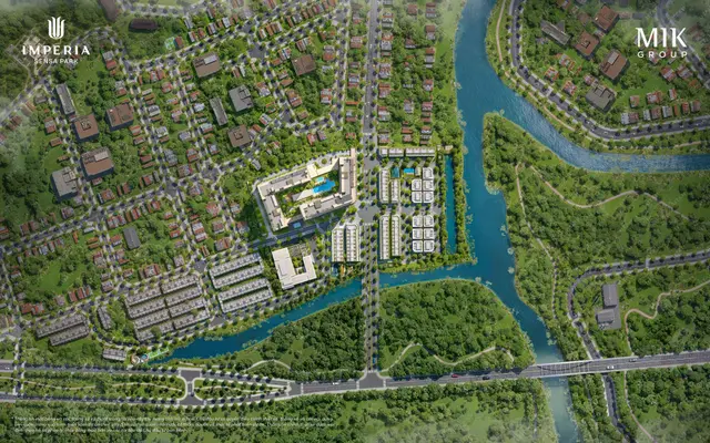 Phối cảnh tổng thể dự án giữa sông Rạch Chiếc và kênh Một Tấn